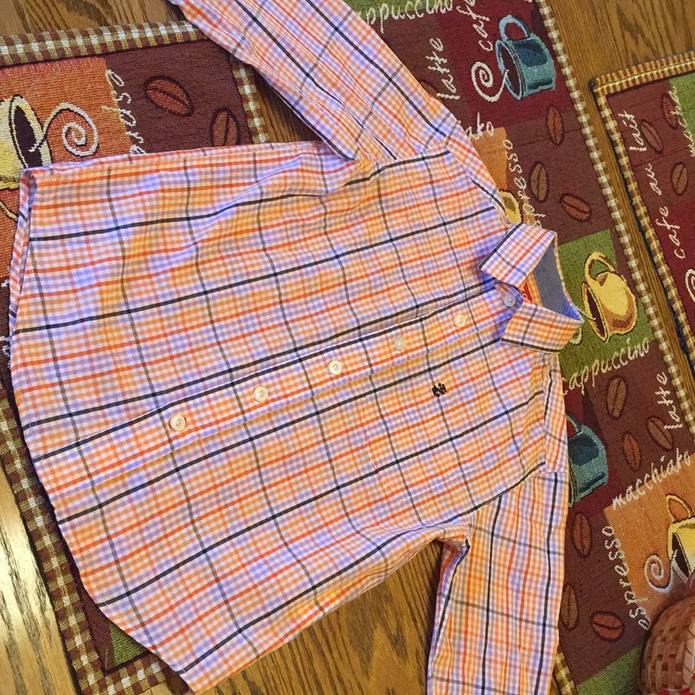 Orange purple white plaid Buttonup longsleeve